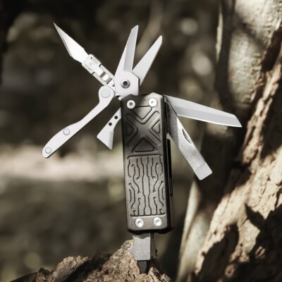 NexTool E1 Pocket Tool 9 Integrated Tools w/Black Aluminum Handles 2.88'' Closed