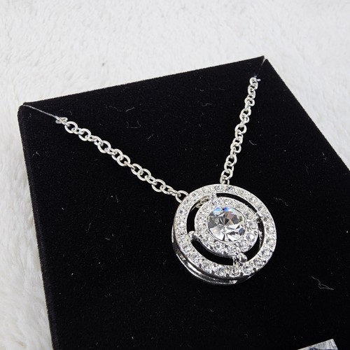Silver Tone Pendant Necklace Made With Swarovski Elements - Picture 2 of 7