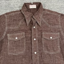 Vintage McGregor Shirt Men Medium Brown Pearl Snap Yoke Western 60s Dart Collar