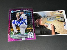 Carlos LaGrange Yankees Signed 2025 1st Bowman Fuchsia Geometric Refractor