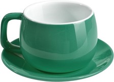 Porcelain Coffee Cup with Saucer 270ml/9oz, Minimalist Design,  for Latte,