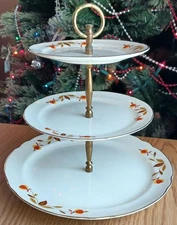 Hall China 3-Tier Serving Tray Mary Dunbar Jewel Homemakers Superior Hall Floral