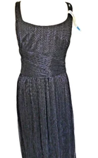 Halston Hollyn Shimmer Jersey Dress Gown in Navy Blue US Size 8