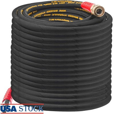#ad 50FT Pressure Washer Hose 4000 PSI Rubber Heavy Duty W 3 8 Quick Connect New $59.36