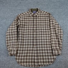 Vintage Pendleton Shirt Mens Medium Plaid Wool Flannel Sleeve Button Up USA 70s