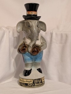 Decanter politico elefante boxer repubblicano whisky Jim Beam 1964 vintage