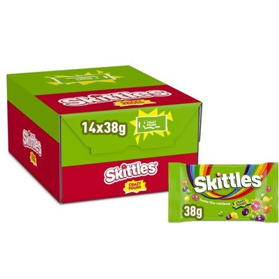 Crazy Sours Fruchtbonbons Großpackung 14 x 38 Tüten mit Süßigkeiten Saure