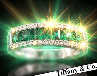 TIFFANY & CO. Emerald Ring 18K Gold COLOMBIAN Emerald Diamond Ring Estate Vintag