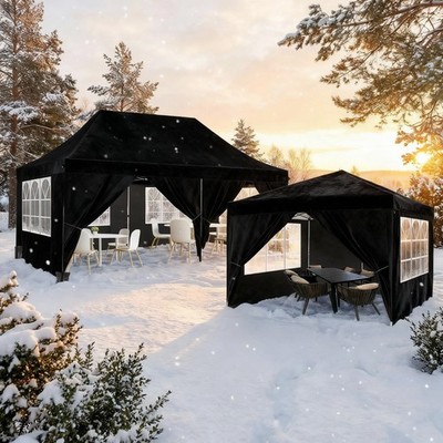 Faltpavillon 3x6/3x3m Wasserdicht Winterfest Gartenpavillon Partyzelt mit Tasche