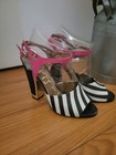 Sling Back Sam Edelman Pink Striped Sandals 6.5 Pre-owned Great Condition — photo 2