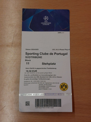 Used Sammler Ticket UEFA CL 2024/25 BVB Borussia Dortmund vs Sporting Portugal