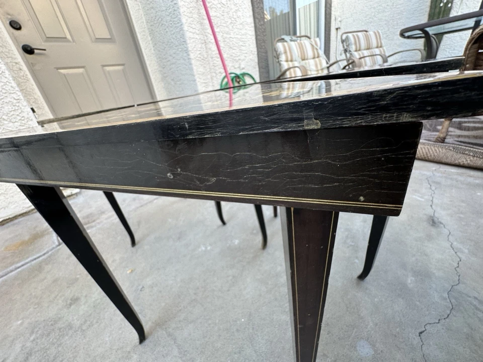 Vintage Italian Inlaid Triangular Accent Side Table, Floral Marquetry Wood - Image 4 of 4