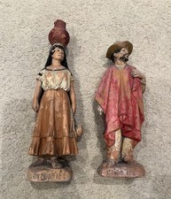 1920s Pair of SERAFIN MARSAL Folk Art Sculptures peasant couple