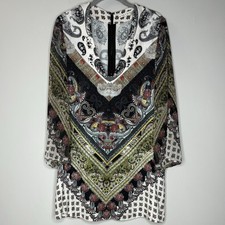 Alice + Olivia Boho Paisley Print Mini Dress (Size XS) Zia Caftan Bell Sleeve