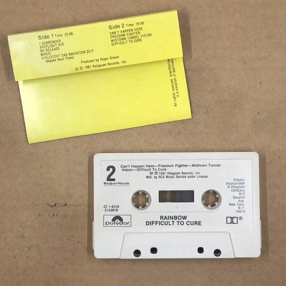 RAINBOW Cassette Tape 80s Metal DIFFICULT TO CURE BLACKMORE RARE CLUB EDITION Foto 3 de 4
