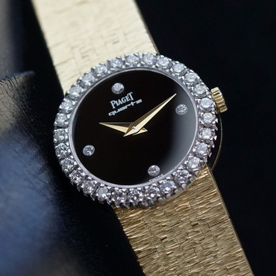Piaget Vintage Ref. 8226 Black Diamond 18k Yellow Gold Women s Bracelet  1980s