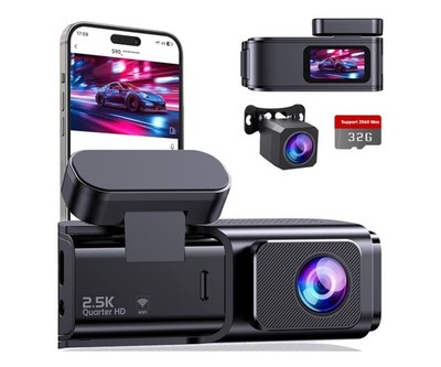 Dash Cam Front and Rear: 2.5K+1080P Dual Dash Camera for Cars,  Car Camer with 1