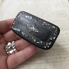 Tabatière Ancienne Papier Mâché Burgauté Incrustation De Nacre Napoléon III XIXè