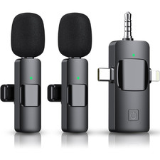 Mini Wireless Microphone for iPhone or Android Cell Phone 2 Lapel Microphones