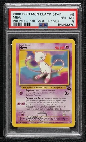 Mew (Pokemon League) WOTC Black Star Promo PSA 8 1999