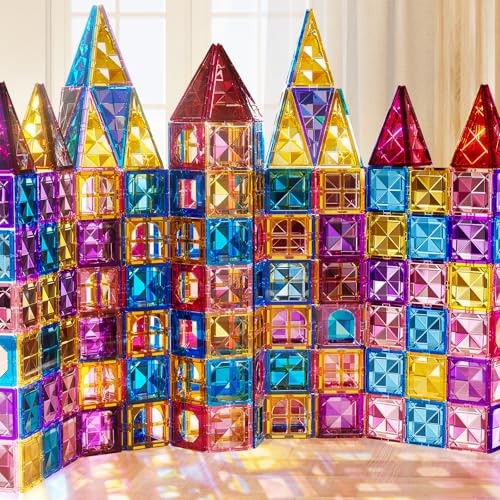 Magnetic Tiles for Kids Toddlers Ages 3-5 4-8 8-10, 142 PCS Magnetic Tiles - Picture 2 of 7