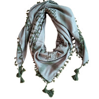 Cotton Palestinian Shemagh Scarf Arab Keffiyeh Head Wrap Face Cover Green Khaki