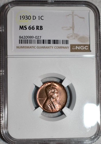 NGC MS-66 RB 1930-D Lincoln Cent, Frosty, High-Quality, Red-Brown Superb Gem.