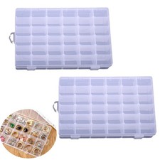 2pcs Plastic Organizer Container Box with Adjustable Dividers, 36 Grids Clear...