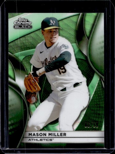 2025 Topps Chrome Black Mason Miller Green Wave Refractor #6/99 Athletics