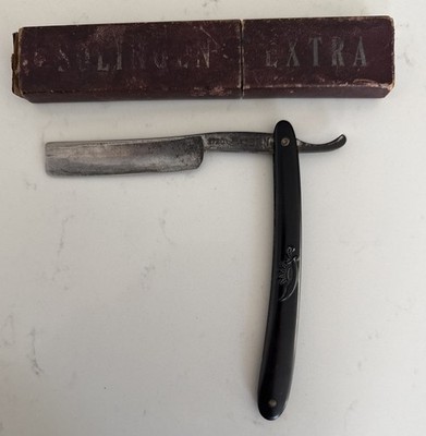 Vintage ERN Crown & Sword Straight Razor 1720 Germany and Box