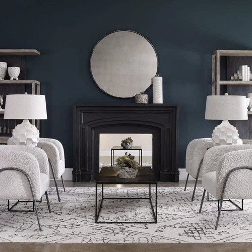 GUERINA URBAN MODERN 27" SCALLOPED GLOSS WHITE CERAMIC TABLE LAMP 27052 - Picture 6 of 6