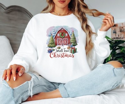 Small Town Weihnachten Damen Sweatshirt Holiday Barn Festlich Damen Pullover