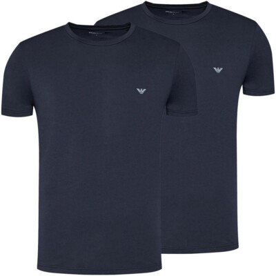 Emporio Armani Underwear Men's 2-Pack Crew Neck Logo T-Shirt Baumwolle Elasthan