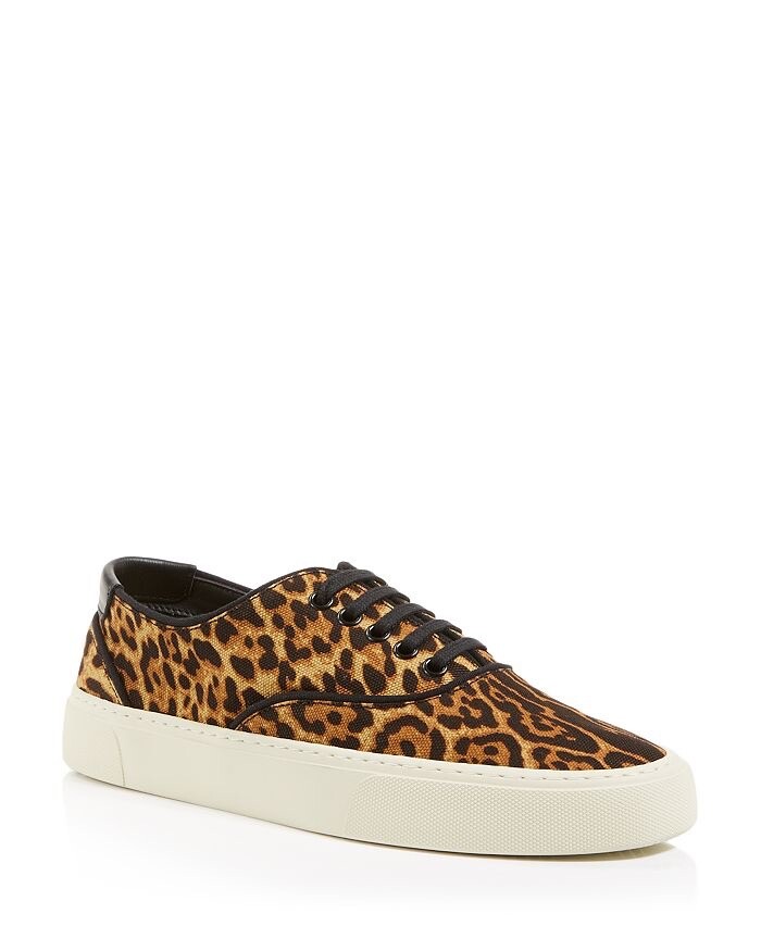 Sneakers Saint Laurent Venice Low Top Tela Stampa Marrone Leopardato 37 5