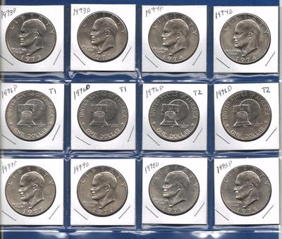 1973-1978 PD BU Eisenhower IKE Dollars Uncirculated- Includes 1976 Type 1 and 2