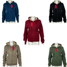Womens Hooded Fur Fleece Sherpa Zip Jacket Thermal Thick Warm Ladies Outwear