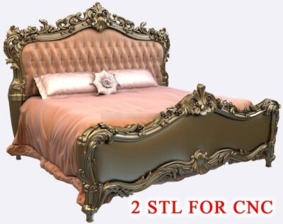 Digital STL Format Bed Wood Furniture 3d Model for CNC Router