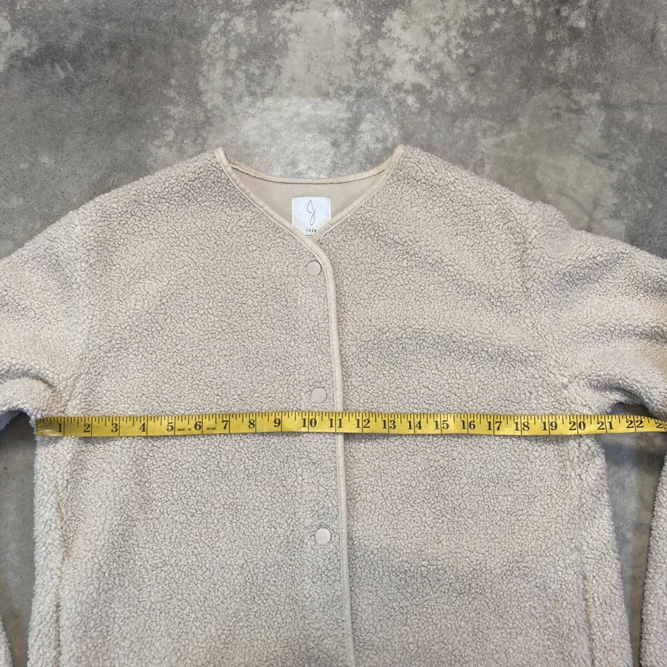 Chaqueta JOIE Mujer Pequeña P Forrada de Vellón Sherpa Peluche Botón a Presión Abrigo Tostado Foto 3 de 4