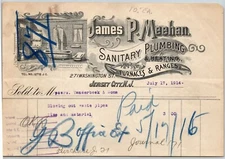 1914 Jersey City, NJ Letterhead James P. Meehan - Sanitary Plumbing & Heating