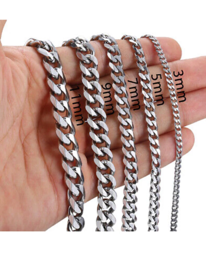 16-34" Stainless Steel Silver Chain Cuban Curb Mens Men Womens Necklace 3-11 mm - Image 4 of 4