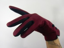 Winter Gloves Women Two Tone Faux Leather Suede Bordeaux Black Warm Heavy