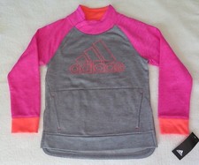 Adidas Girls Big Logo Colorblock Mockneck Pink Sweatshirt - L 12/14 NWT MSRP 45
