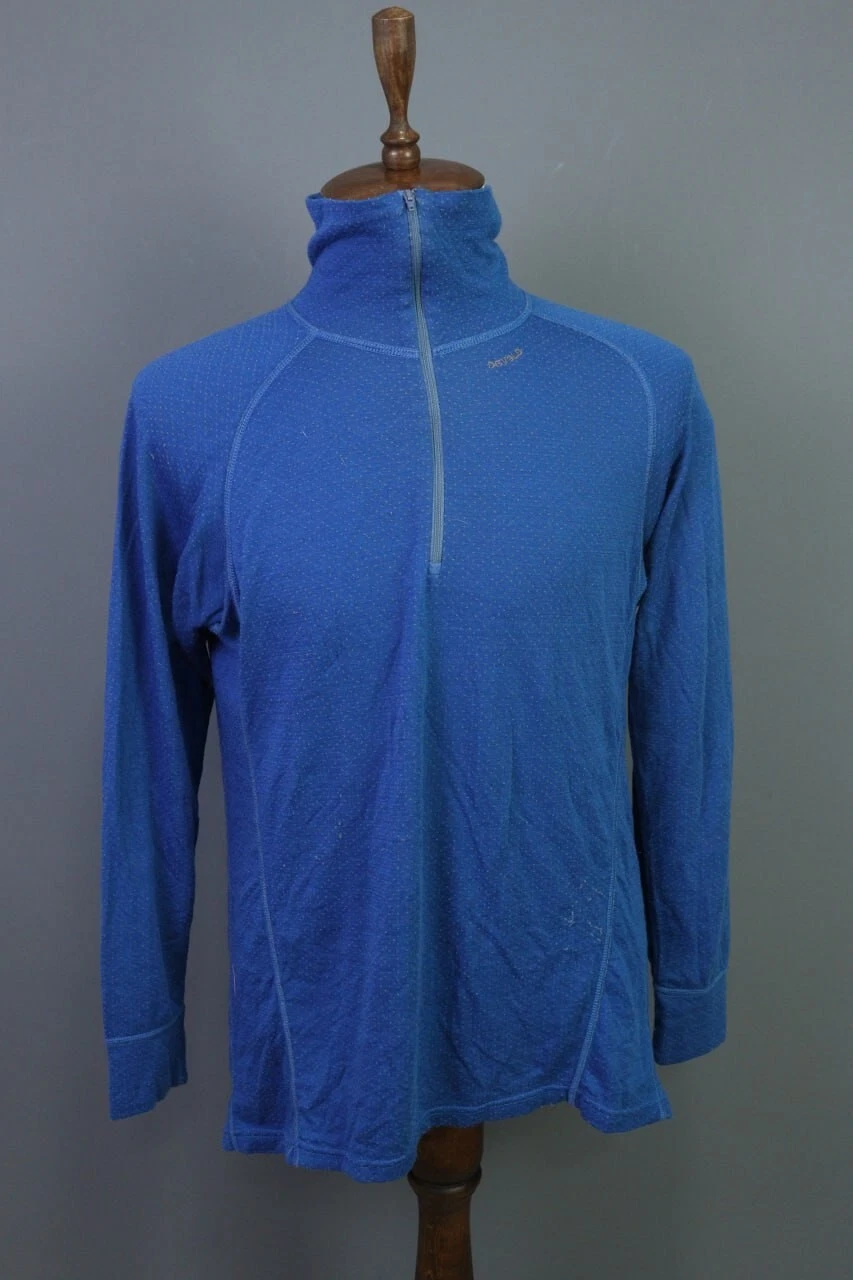 Devold Blue High Neck Merino Wool Long Sleeve Top Base Layer Size XL
