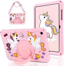 Case for Samsung Galaxy Tab A11 Plus 2025, Kids Case with Rotating Stand, Pink