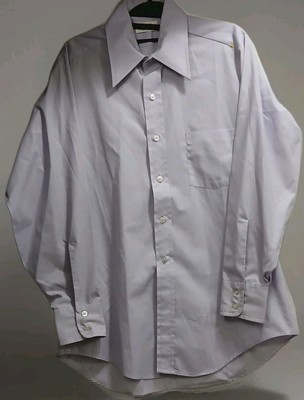 Vintage Rogers Peet Lavender Dress Shirt 15.5 32 Big Collar 60s 70s Mens Button