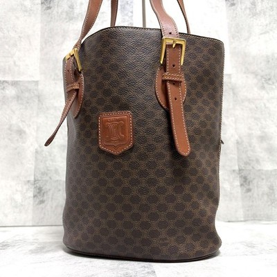 CELINE Macadam Trapeze Tote Brown Leather Pre-owned From Japan