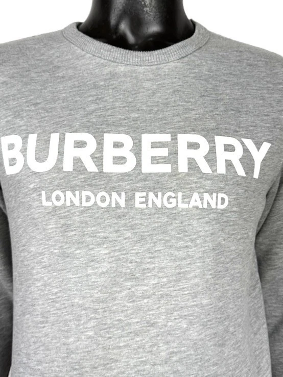 Burberry Sweat-shirt homme gris col logo Londres Angleterre coton - Photo 2/4
