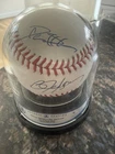 Bo Jackson & Deion Sanders Autographed MLB Baseball Beckett Auth Graded 9