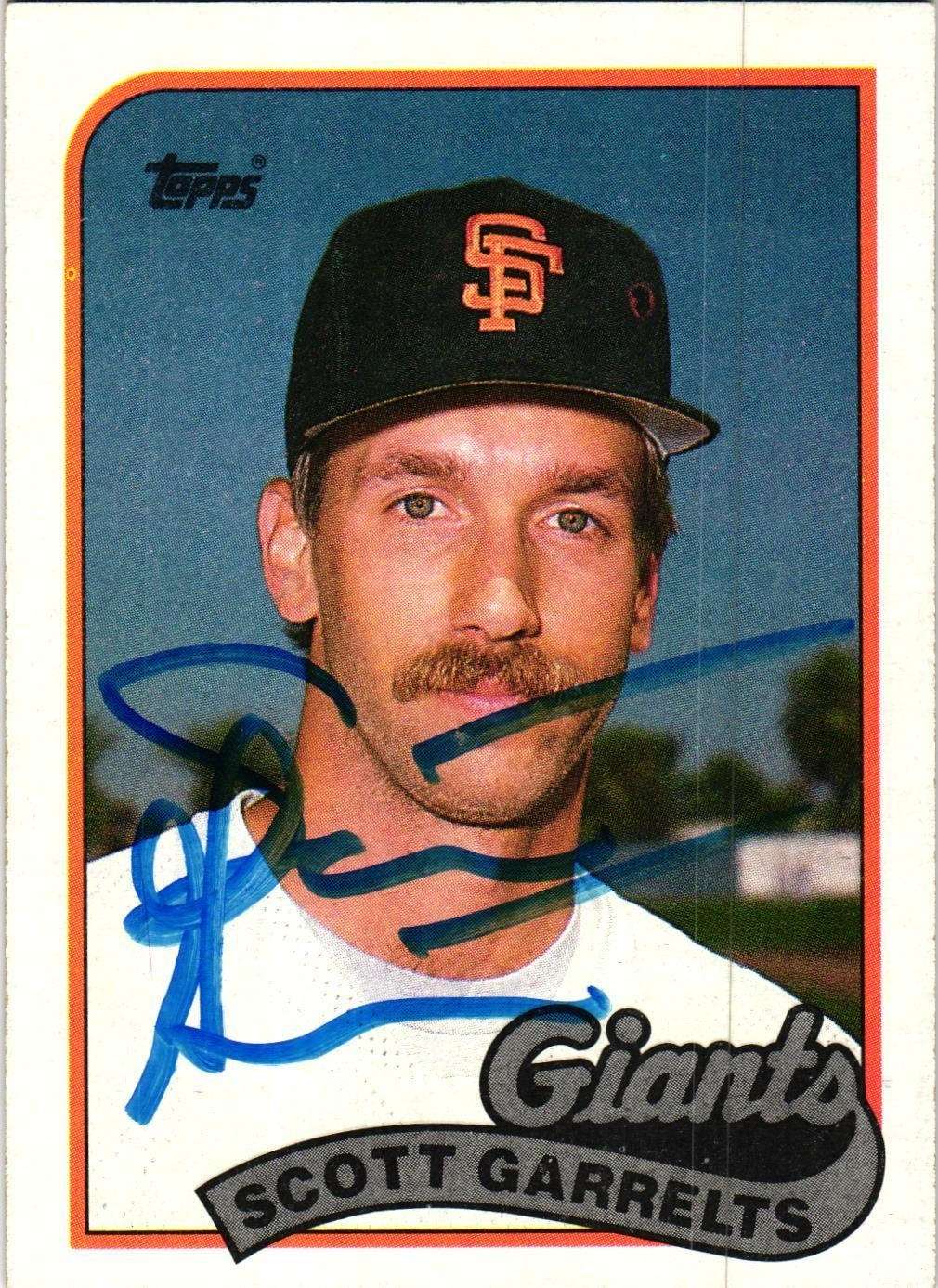 SCOTT GARRELTS #703 Signed 1989 Topps MLB Baseball Card GIANTS AUTO