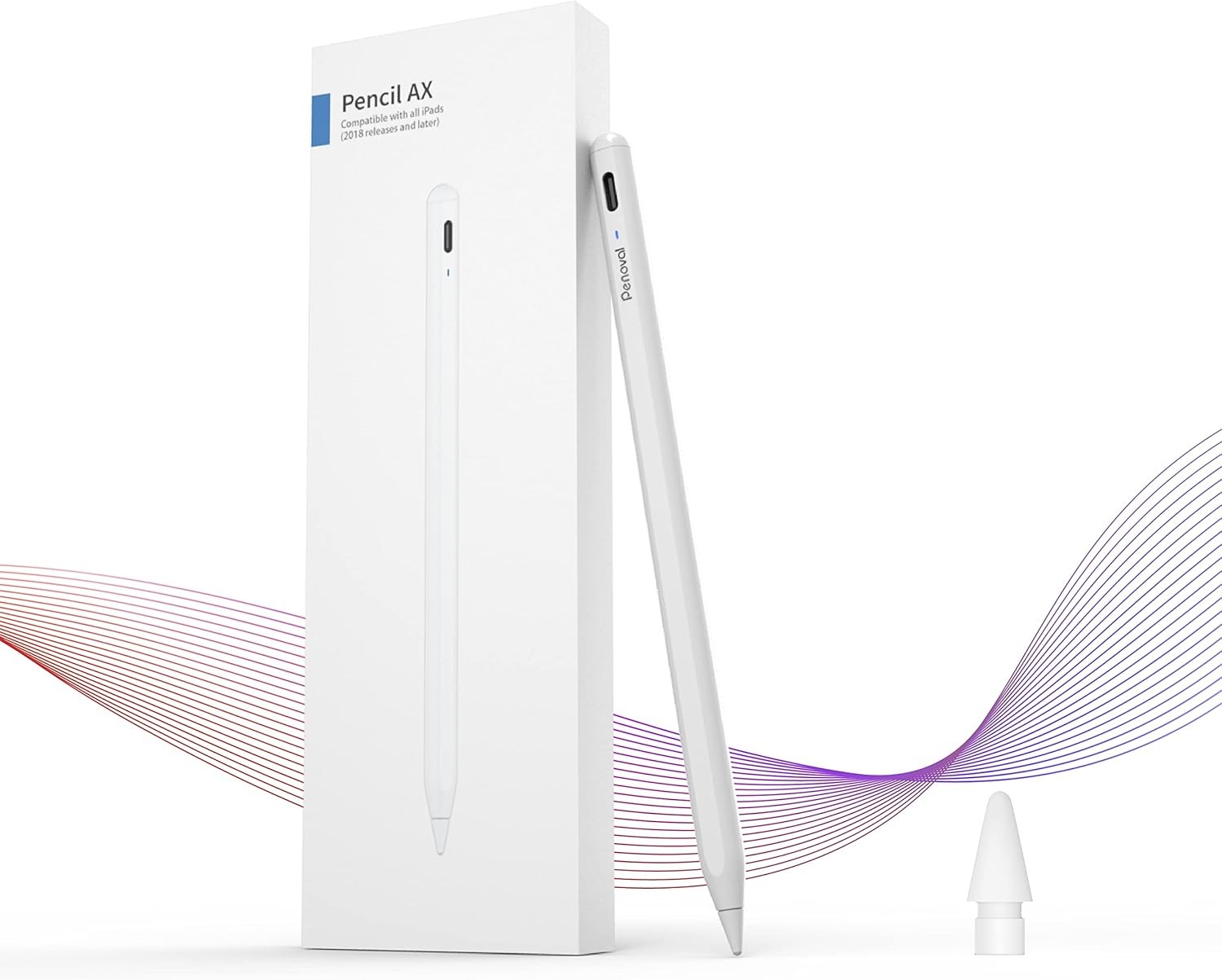 Penoval Stylus for iPad with 15-Hour Battery Life AX W Active Pencil